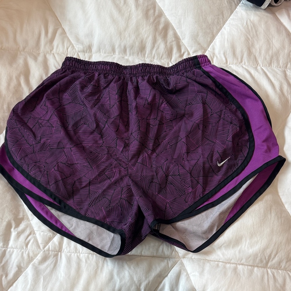 Nike Purple Geometric Pattern Running Shorts with Black Trim